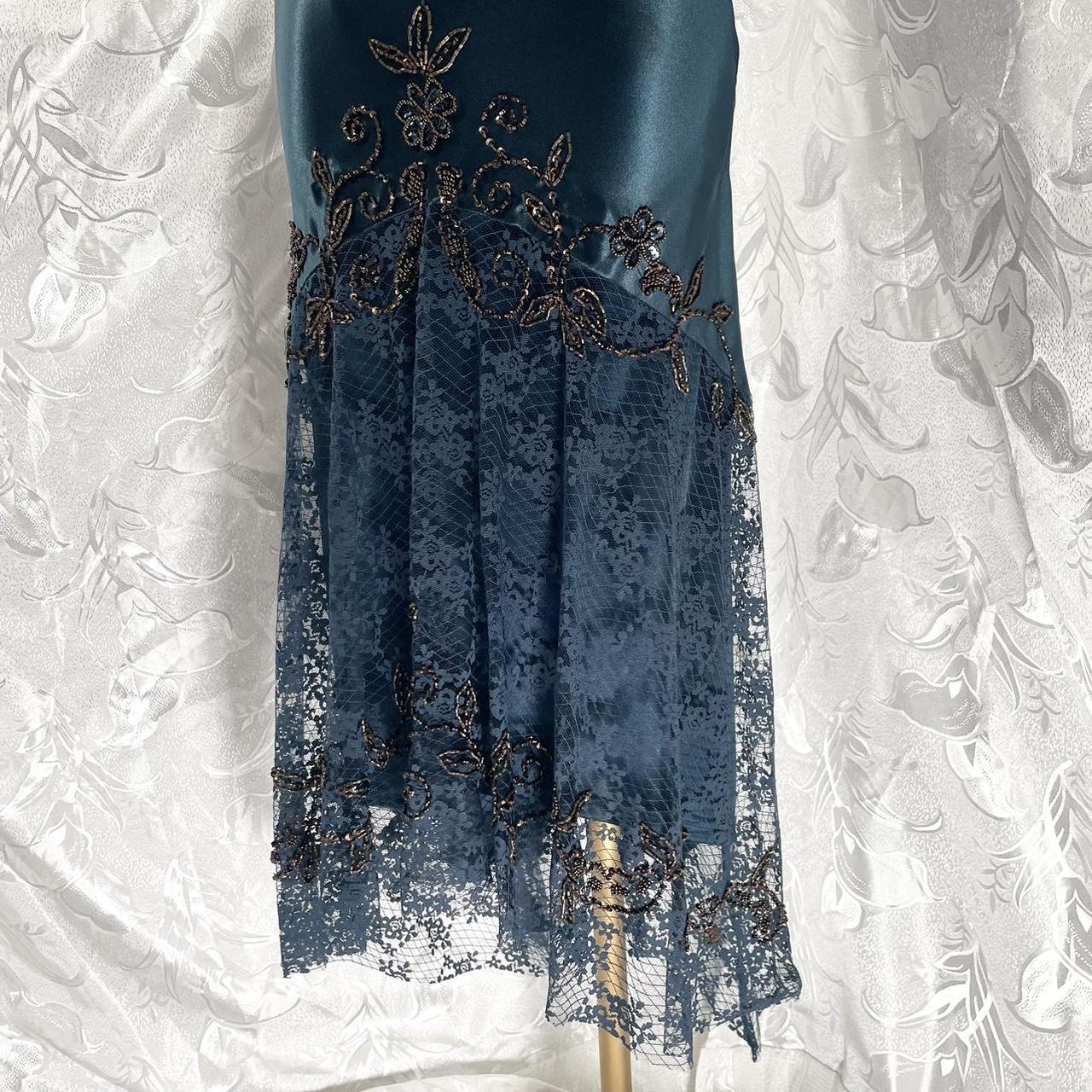 Atemberaubendes blaues, exquisites, mit Perlen besetztes Spaghettiträger-Lang-Chiffon-Retro-Kleid, Ballkleid NV5412