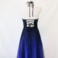 Robe de soirée longue en tulle bleu foncé à paillettes et perles, style vintage, robe de soirée nv4980