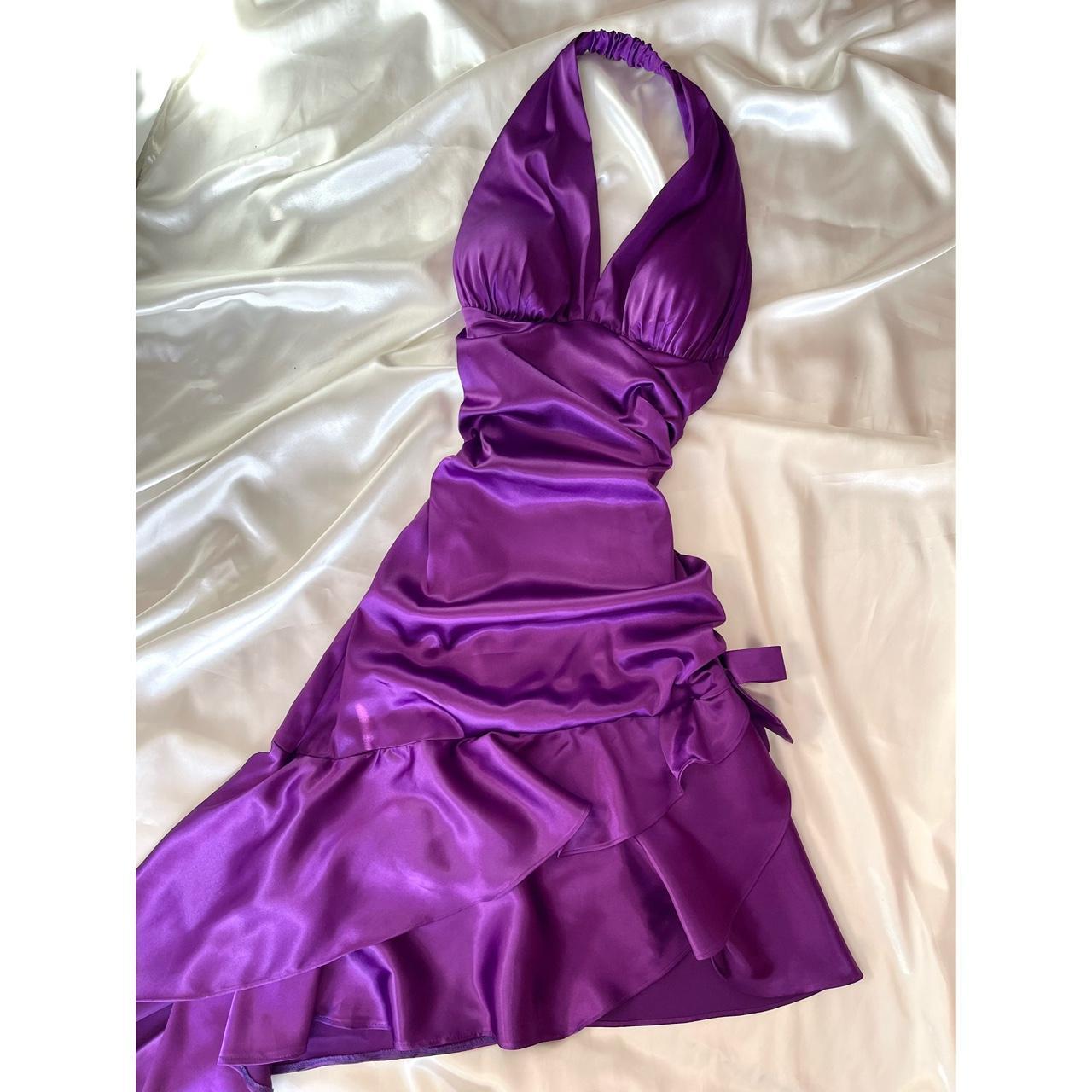 Lila Mode Kurze Satin Rüschen Homecoming Kleid Geburtstag Party Kleid nv5387
