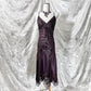 Lila Retro-Fee exquisite Perlen lange Chiffon Meerjungfrau Kleid Ballkleid nv5418