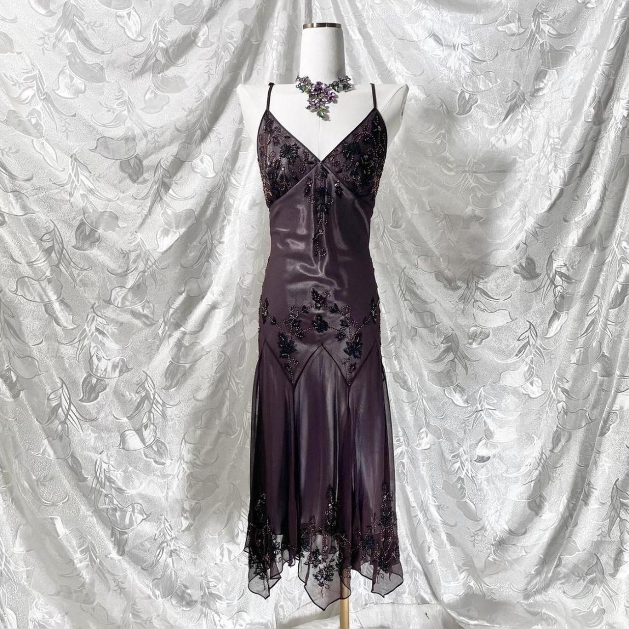 Lila Retro-Fee exquisite Perlen lange Chiffon Meerjungfrau Kleid Ballkleid nv5418