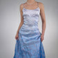 NiceVestidos-Blue exquisite floral long satin fairy dress formal prom dress y2k vintage dress nv5443