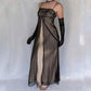 Robe de soirée longue en satin et tulle, broderie florale exquise, style vintage, noir et or, robe de bal, robe d'anniversaire, robe de bal, nv3907