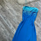 Robe de soirée en mousseline de soie bleu clair Y2K à paillettes, courte et longue, robe de bal, robe de fête d'anniversaire, robe de banquet, nv4565