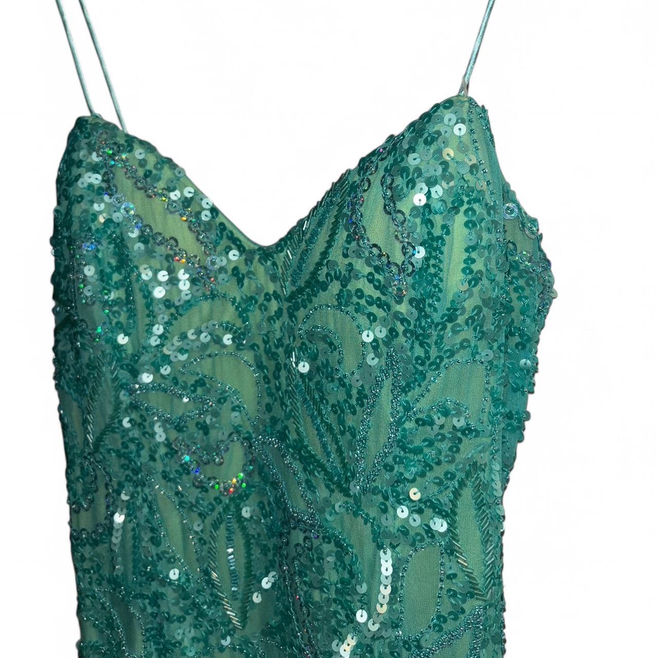 Wunderschönes grünes, kurzes Chiffon-Heimkehrkleid mit Pailletten, Ballkleid, Abendkleid, Partykleid, NV4485