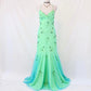 💚Vintage Unique Green Beaded Long Mermaid Tulle Formal Prom Dress nv4988