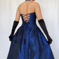 Blau Vintage Elegante Zarte Blumen Perlen Quadratischen Hals Neckholder Lange Satin Fee Ballkleid Abendkleid Geburtstag Party Kleid Ballkleid nv4002