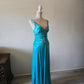 Blau Elegante Mode Lange Exquisite Perlen Lange Satin Ballkleid Abendkleid Partykleid nv3748
