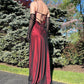 Burgunderrotes Retro-Mode-Exquisite Perlen Spaghetti-Trägern Langes Elegantes Tüll-Ballkleid Abendkleid Partykleid Ballkleid nv3755