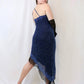 Dunkelblaues, glänzendes, kurzes/mittellanges Pailletten-Heimkehrkleid, Geburtstagspartykleid, NV4977