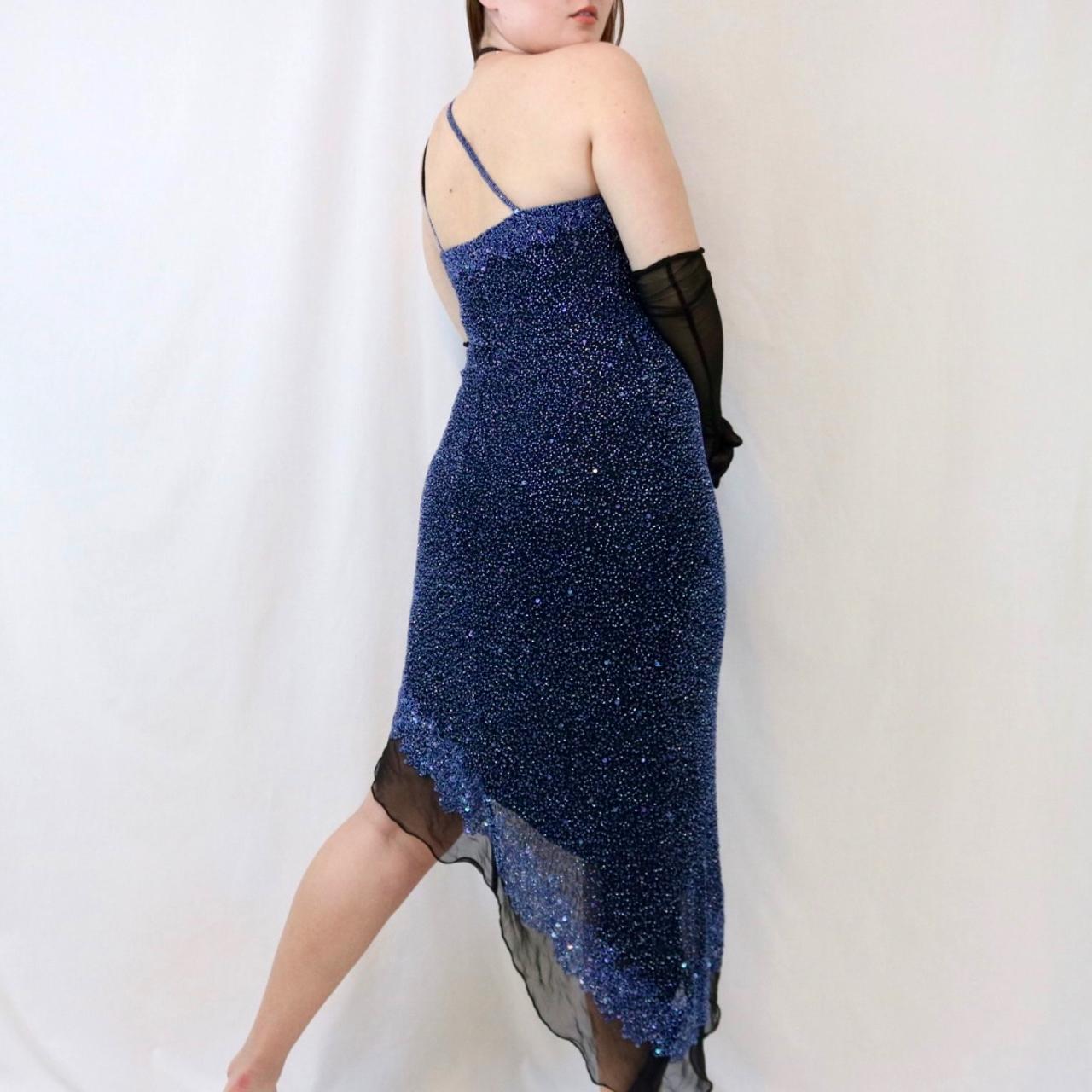 Dunkelblaues, glänzendes, kurzes/mittellanges Pailletten-Heimkehrkleid, Geburtstagspartykleid, NV4977
