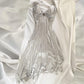 Robe de soirée courte en satin argenté et blanc style rétro, tenue de soirée, d'anniversaire, de bal, nv4540