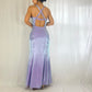 Robe de soirée longue en mousseline de soie, style vintage, violet irisé, col carré, sans bretelles, nv4245