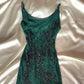 Superbe et élégante robe de bal longue rétro verte à perles exquises nv5383