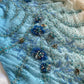 Robe de soirée longue en mousseline de soie, magnifique, élégante, unique, exquise, à fleurs, perles, bleue, nv4903