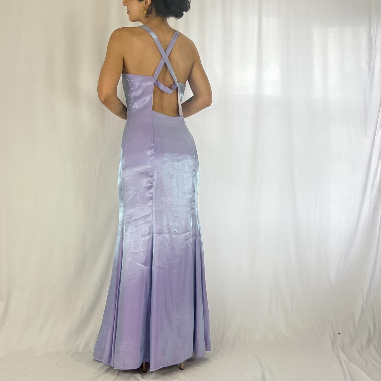 Robe de soirée longue en mousseline de soie, style vintage, violet irisé, col carré, sans bretelles, nv4245