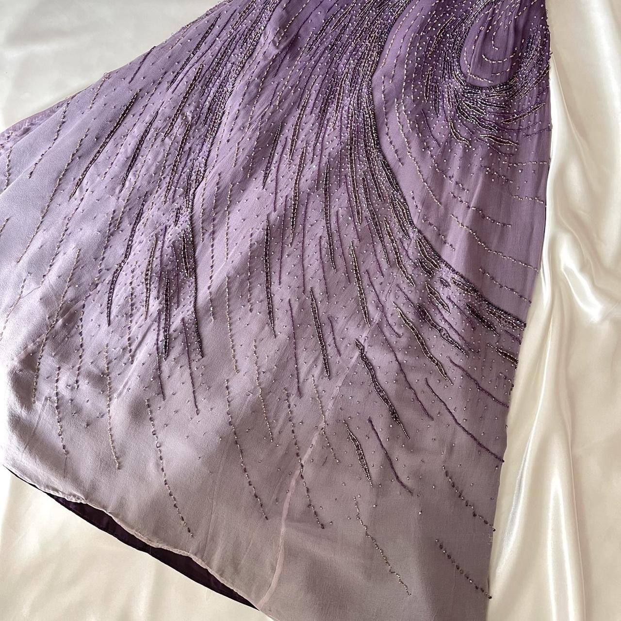 ✨💞Magnifique et élégante robe rétro dégradée violette perlée à la main charmante robe de bal longue en mousseline de soie princesse nv5379