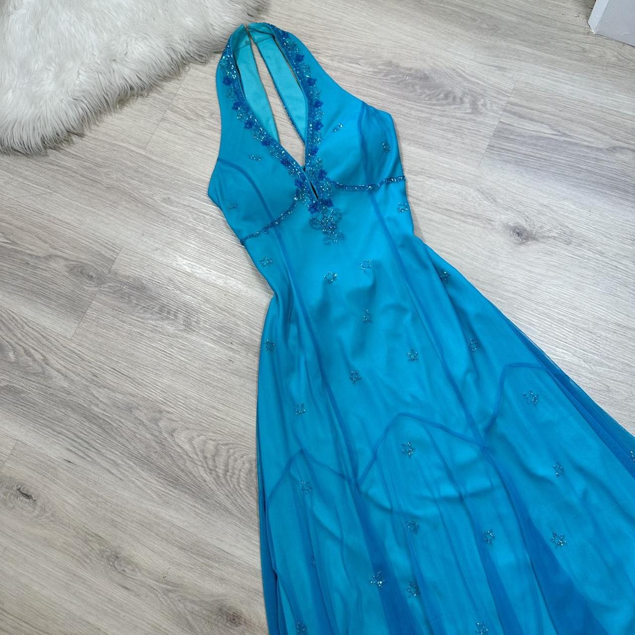 NiceVestidos-Bleu magnifique exquis perlé courte/mi-longueur mousseline robe de bal robe de soirée robe nv5447