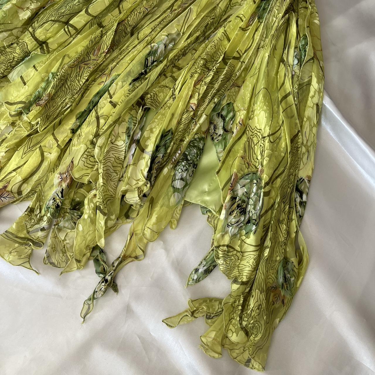 Robe de soirée courte jaune et verte, motif floral, perles, style féerique, en mousseline de soie, tenue de bal, nv5389