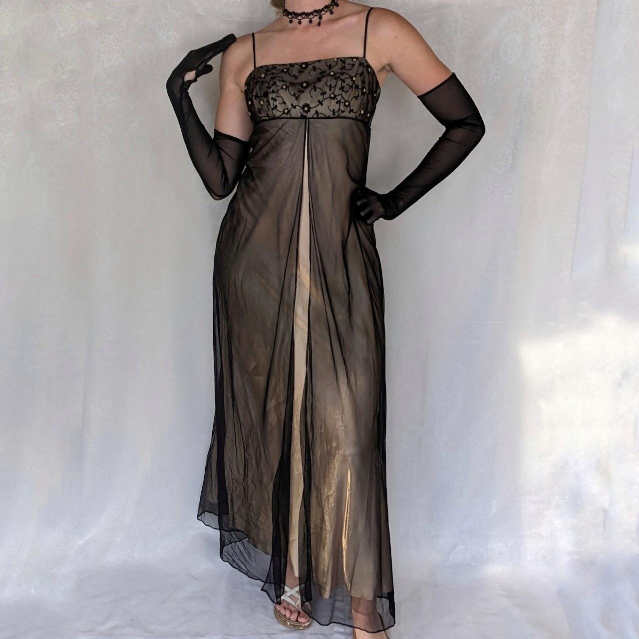 Robe de soirée longue en satin et tulle, broderie florale exquise, style vintage, noir et or, robe de bal, robe d'anniversaire, robe de bal, nv3907