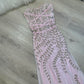 NiceVestidos - Robe de bal longue en mousseline de soie rose, magnifique et exquise, ornée de perles, nv5451
