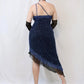 Dunkelblaues, glänzendes, kurzes/mittellanges Pailletten-Heimkehrkleid, Geburtstagspartykleid, NV4977