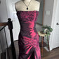 Robe de soirée longue en satin bordeaux, élégante et raffinée, à fleurs et perles, style vintage, robe de bal, robe de soirée, robe de bal, nv3924