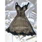 Robe de soirée courte en mousseline de soie, style rétro, noire, exquise, en dentelle, pour 19e anniversaire, nv5384