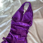 Lila Mode Kurze Satin Rüschen Homecoming Kleid Geburtstag Party Kleid nv5387
