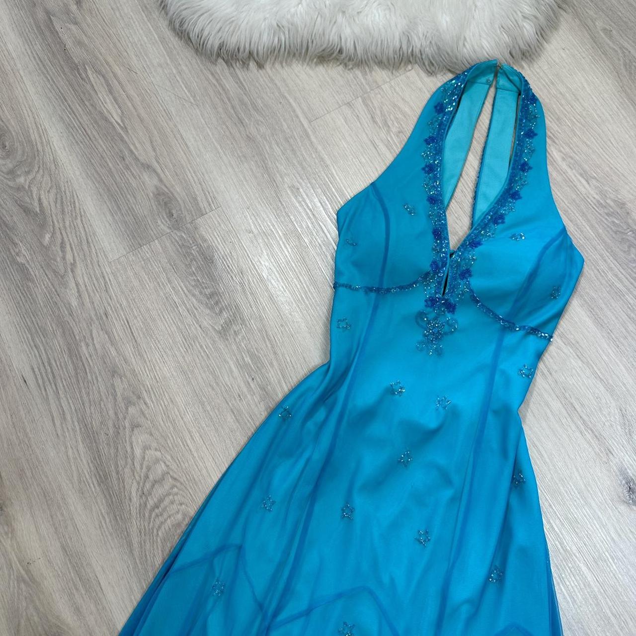 NiceVestidos-Bleu magnifique exquis perlé courte/mi-longueur mousseline robe de bal robe de soirée robe nv5447