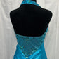Blaues, langes Satin-Ballkleid mit Perlen, Abendkleid, Partykleid, nv4604