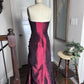Robe de soirée longue en satin bordeaux, élégante et raffinée, à fleurs et perles, style vintage, robe de bal, robe de soirée, robe de bal, nv3924