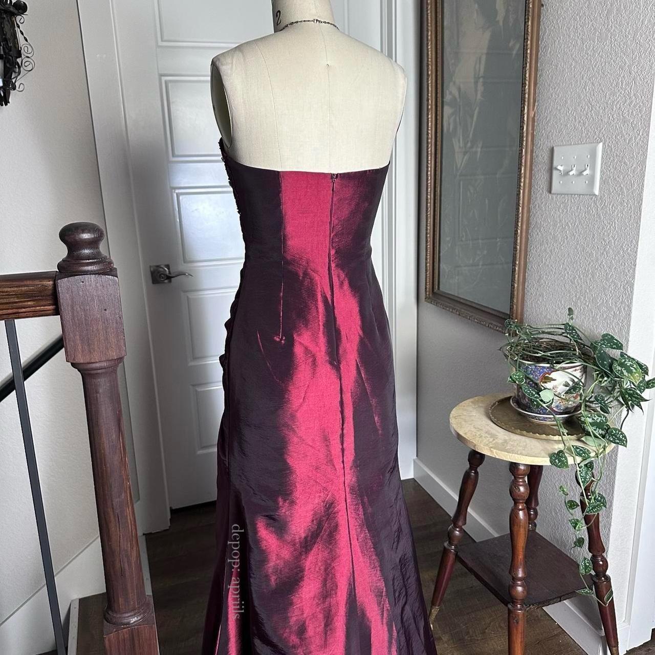 Robe de soirée longue en satin bordeaux, élégante et raffinée, à fleurs et perles, style vintage, robe de bal, robe de soirée, robe de bal, nv3924