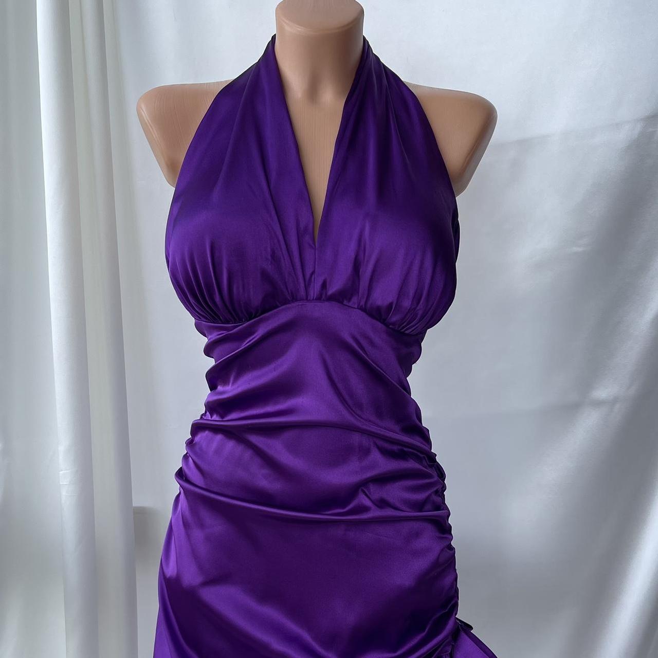 Lila Mode Kurze Satin Rüschen Homecoming Kleid Geburtstag Party Kleid nv5387