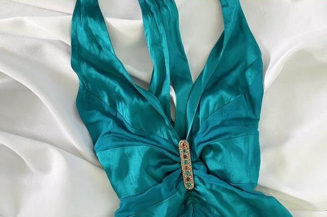 Robe de soirée courte en satin bleu vintage style fée, robe de bal, robe d'anniversaire, robe de soirée, nv4541