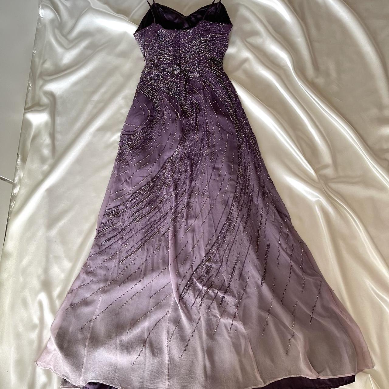 ✨💞Magnifique et élégante robe rétro dégradée violette perlée à la main charmante robe de bal longue en mousseline de soie princesse nv5379