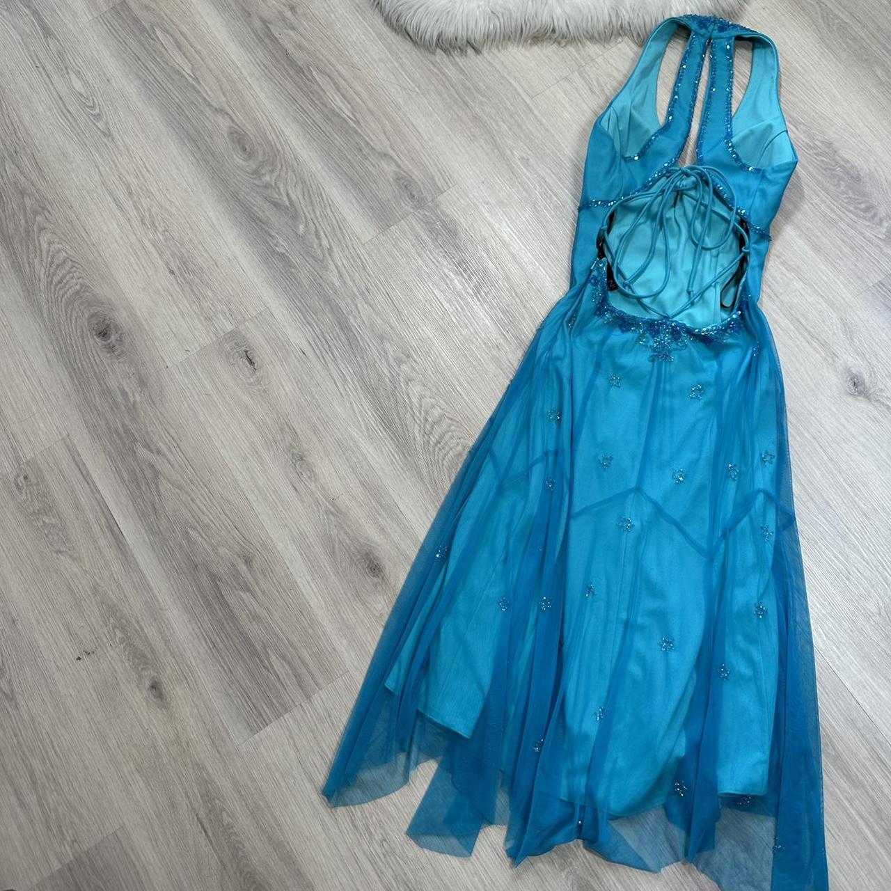 NiceVestidos-Bleu magnifique exquis perlé courte/mi-longueur mousseline robe de bal robe de soirée robe nv5447