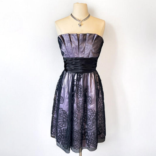 Lila Retro Fee Exquisite Floral Kurzes Chiffon Homecoming Kleid nv5420