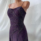 ✨💞Magnifique et élégante robe rétro dégradée violette perlée à la main charmante robe de bal longue en mousseline de soie princesse nv5379