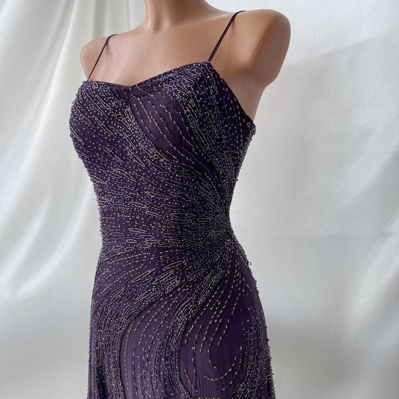 ✨💞Magnifique et élégante robe rétro dégradée violette perlée à la main charmante robe de bal longue en mousseline de soie princesse nv5379