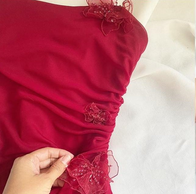 Robe longue en mousseline de soie rose foncé, élégante, à fleurs, pour anniversaire, bal, soirée, retour à la maison, nv4529