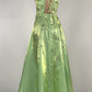 NiceVestidos - Robe de bal longue en satin vert exquis et perlé, style fée, style vintage Y2K, NV5441