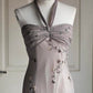 🧚🏼‍♂️Robe de soirée vintage gris chaud Y2K, style bohème, florale, brodée de perles, dos nu, robe de bal, robe de soirée, robe d'invité de mariage, nv4405