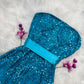 Blaues, exquisites, perlenbesetztes, kurzes Chiffon-Heimkehrkleid, Geburtstagspartykleid, NV5332