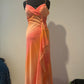 Orange Fashion Gradient Elegante Ärmellose Lange Chiffon Bodenlangen Ballkleid Abendkleid Partykleid nv3722