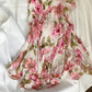 Robe de soirée longue en mousseline de soie rose à fleurs, élégante, robe de bal, nv4599