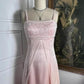 Hellrosa, exquisites, langes Chiffon-Feenkleid mit Perlen, Ballkleid NV5415