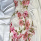Robe de soirée longue en mousseline de soie rose à fleurs, élégante, robe de bal, nv4599