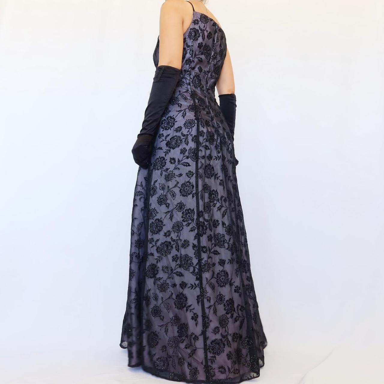 NiceVestidos-Lila exquisite florale Vintage lange Tüllkleid Abendkleid Nv5635
