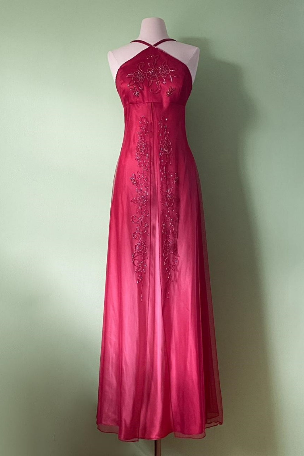 NiceVestidos – Rosa, zartes Blumenkleid mit Perlen, Vintage-Kleid, langes Tüll-Ballkleid für Damen, NV5649